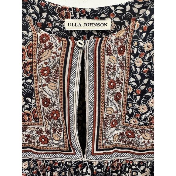 Ulla Johnson Top Silk Blue Floral Flutter Soleil Size 0 - Picture 2 of 5